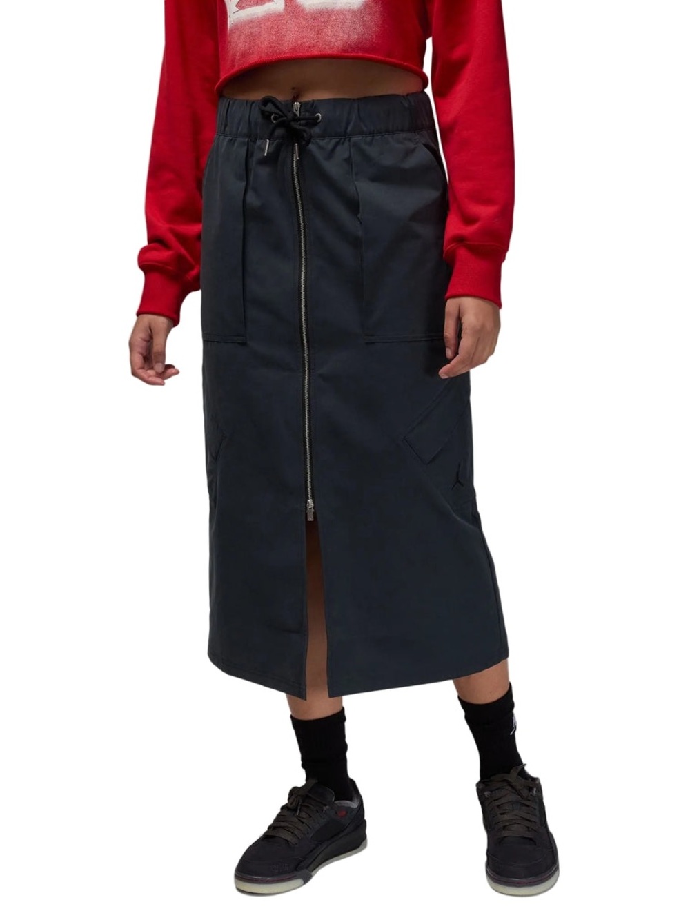 Jordan Chicago Cargo Midi Skirt Dark Gray Women's XS Full Zip Utility Streetwear